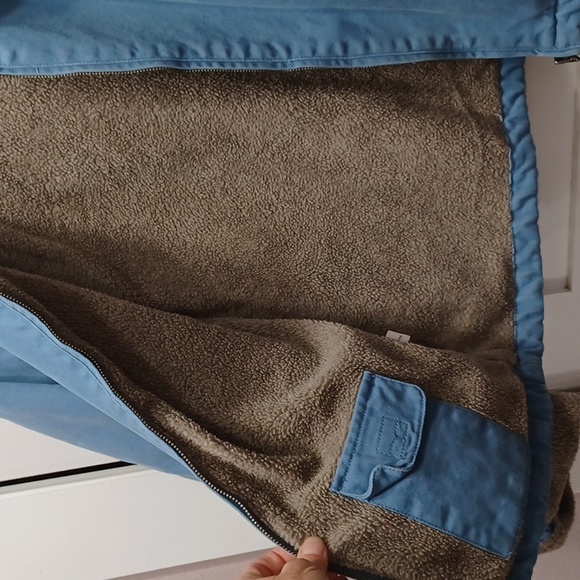 Jean Jacket Denim Light Blue Gray Sherpa Gander Mountain Guide Workwear Coat - Picture 9 of 9